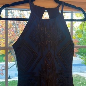 Parker blue and black mini dress